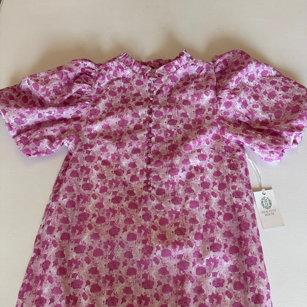 Tuckernuck New Hyacinth House Pink White Floral Midi Dress Size Medium Linen - Picture 3 of 12